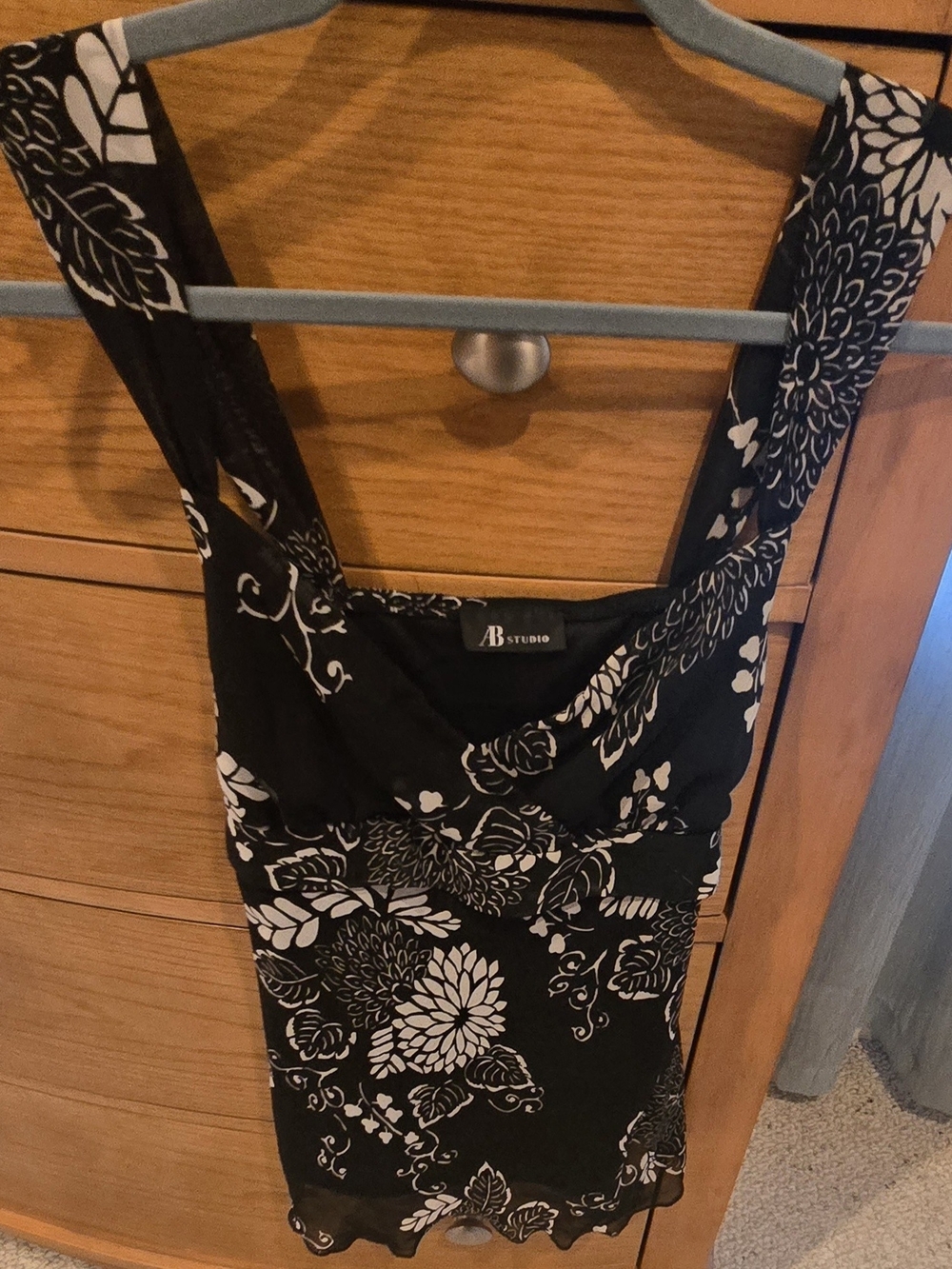 AB Studio Black Floral Sleeveless Top